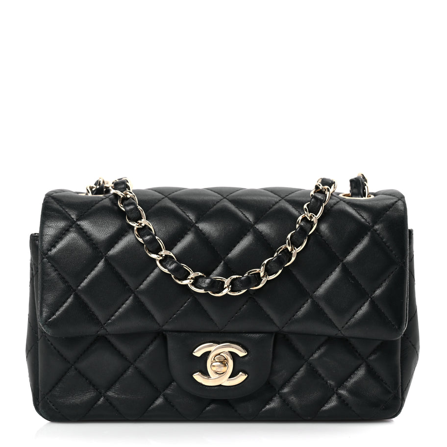 Chanel Lambskin Quilted Mini Rectangular Flap Black Image 1