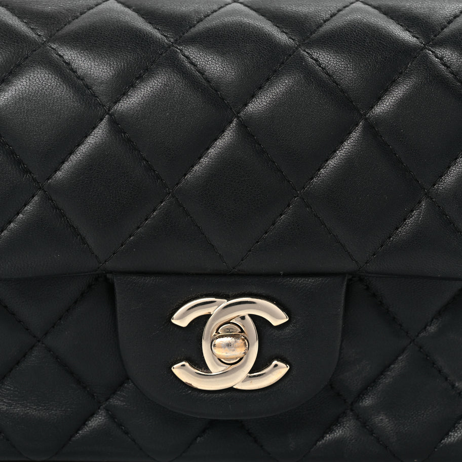 Chanel Lambskin Quilted Mini Rectangular Flap Black Image 9