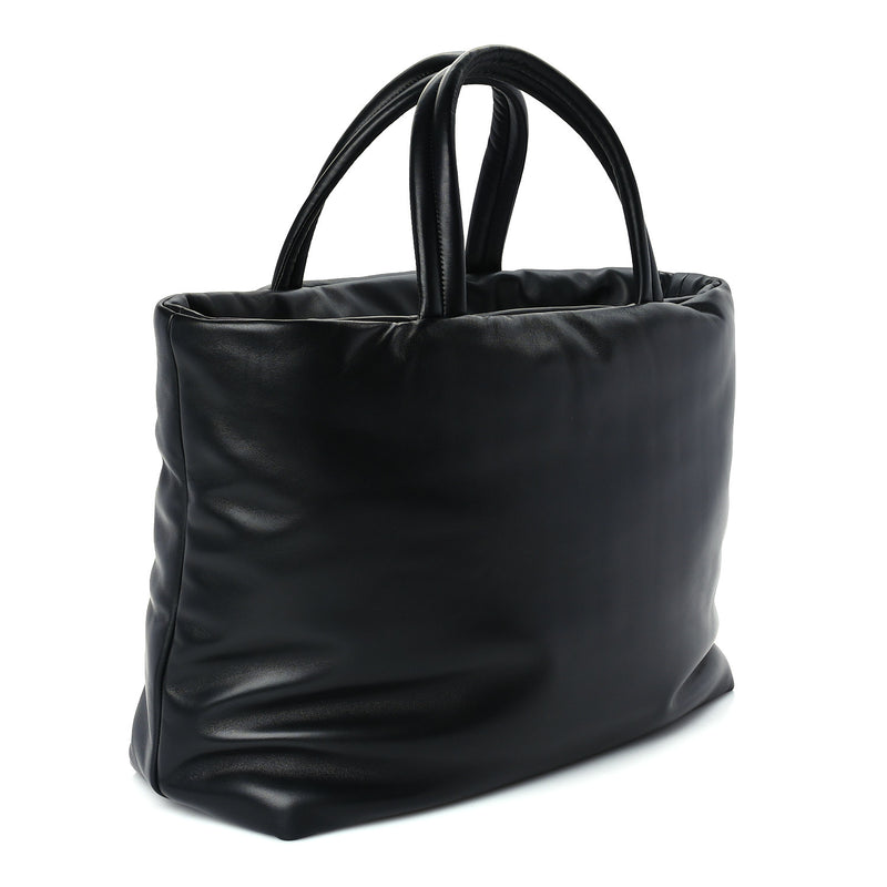  Saint Laurent Lambskin Wide Puffer Tote Black