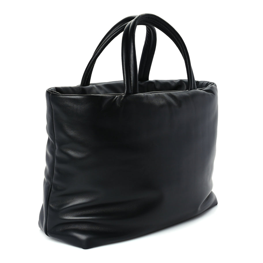 Saint Laurent Lambskin Wide Puffer Tote Black Image 2