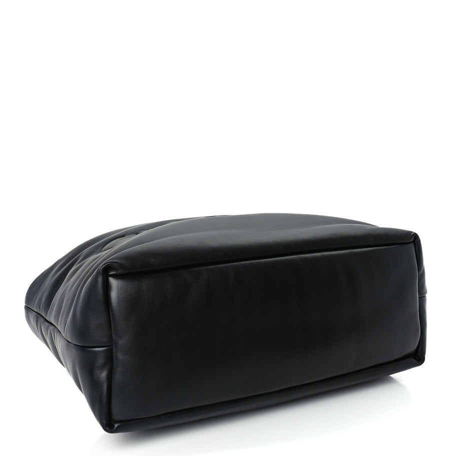 Saint Laurent Lambskin Wide Puffer Tote Black Image 3