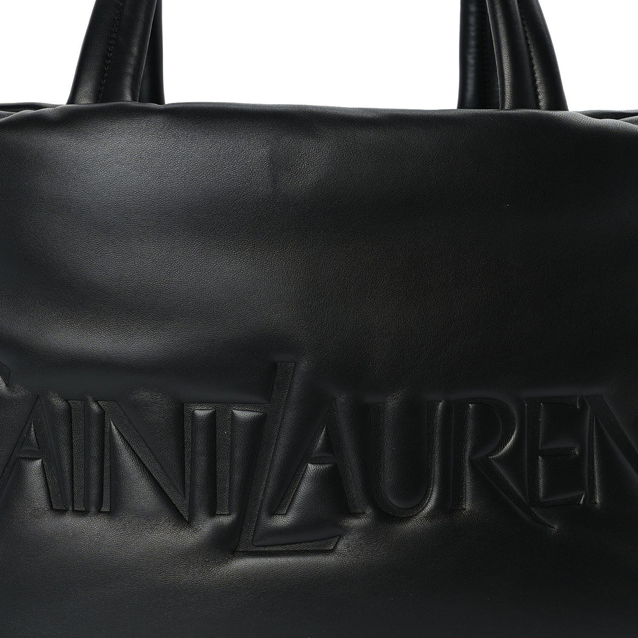 Saint Laurent Lambskin Wide Puffer Tote Black Image 6