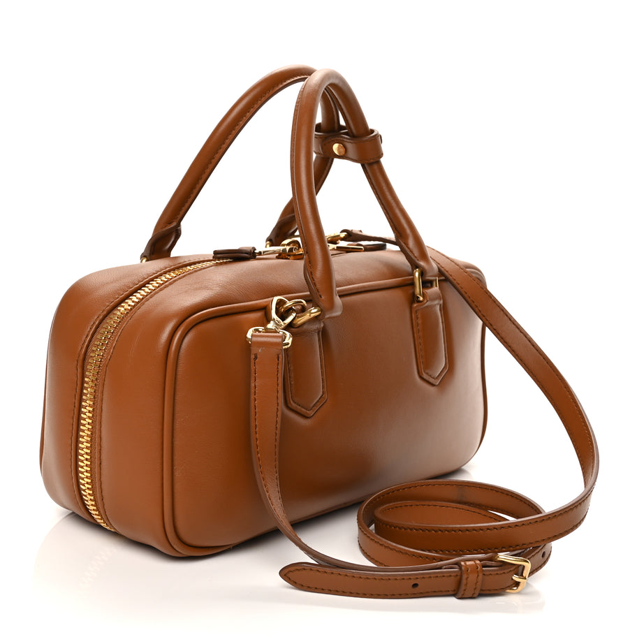 Miu Miu Calfskin Large Arcadie Top Handle Bag Cognac Cognac Image 2