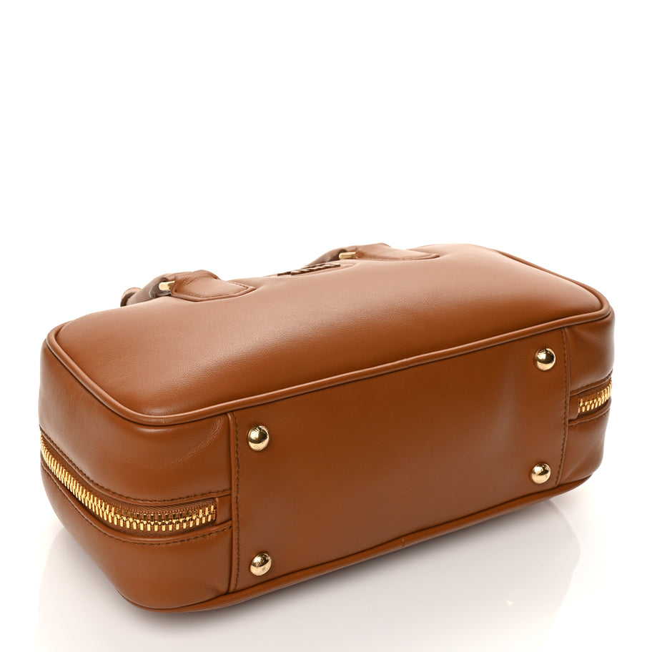 Miu Miu Calfskin Large Arcadie Top Handle Bag Cognac Cognac Image 3
