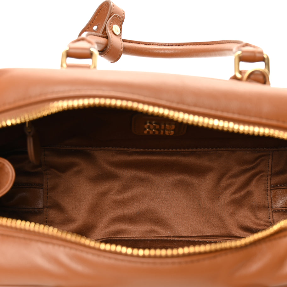 Miu Miu Calfskin Large Arcadie Top Handle Bag Cognac Cognac Image 4