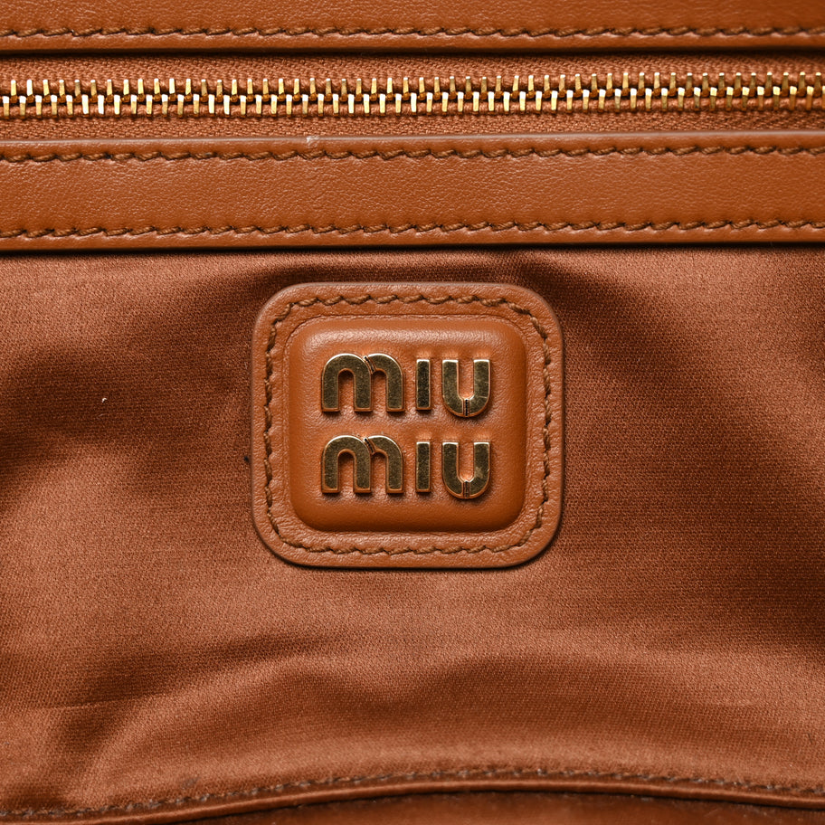 Miu Miu Calfskin Large Arcadie Top Handle Bag Cognac Cognac Image 5