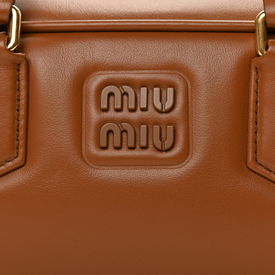 Miu Miu Calfskin Large Arcadie Top Handle Bag Cognac Cognac Image 7