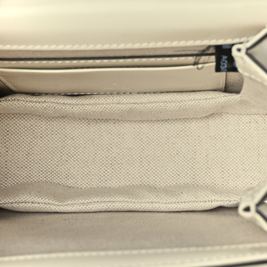 Gucci Boarded Dyana Lux Calfskin Web Mini Bamboo 1947 Top Handle Bag Mystic White Image 4