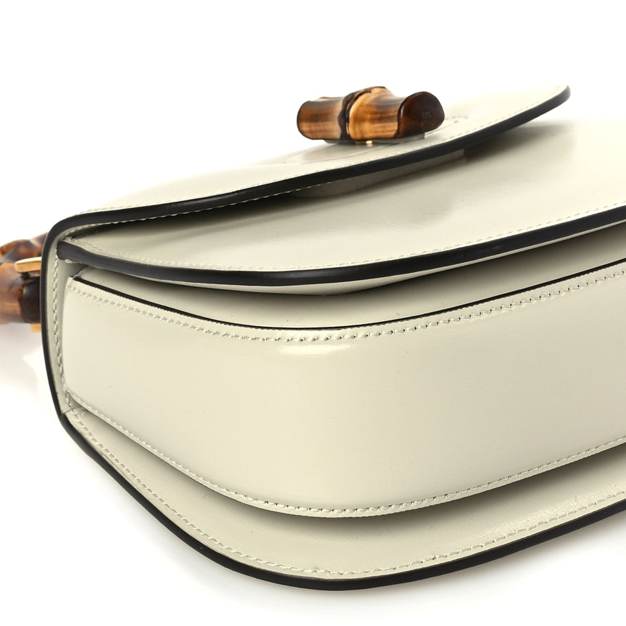 Gucci Boarded Dyana Lux Calfskin Web Mini Bamboo 1947 Top Handle Bag Mystic White Image 7