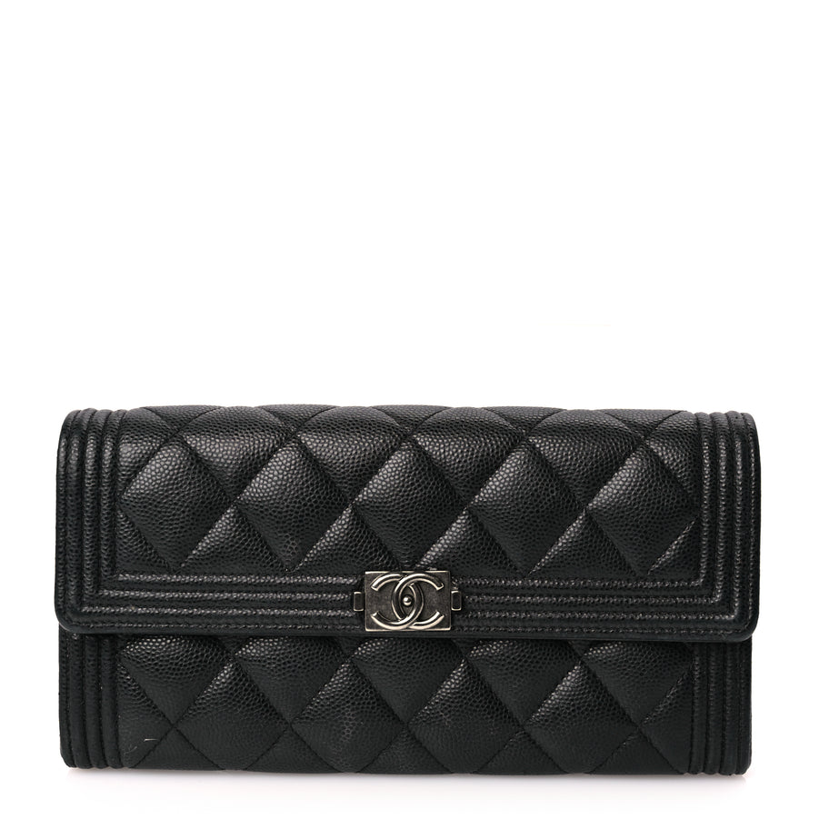 Chanel Caviar Quilted Long Boy Flap Wallet Black Image 1