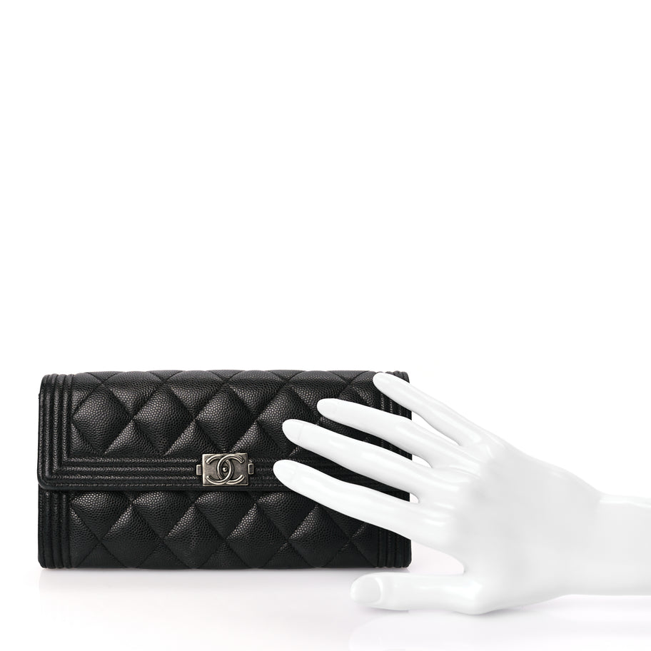 Chanel Caviar Quilted Long Boy Flap Wallet Black Image 2