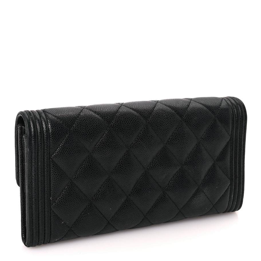 Chanel Caviar Quilted Long Boy Flap Wallet Black Image 3