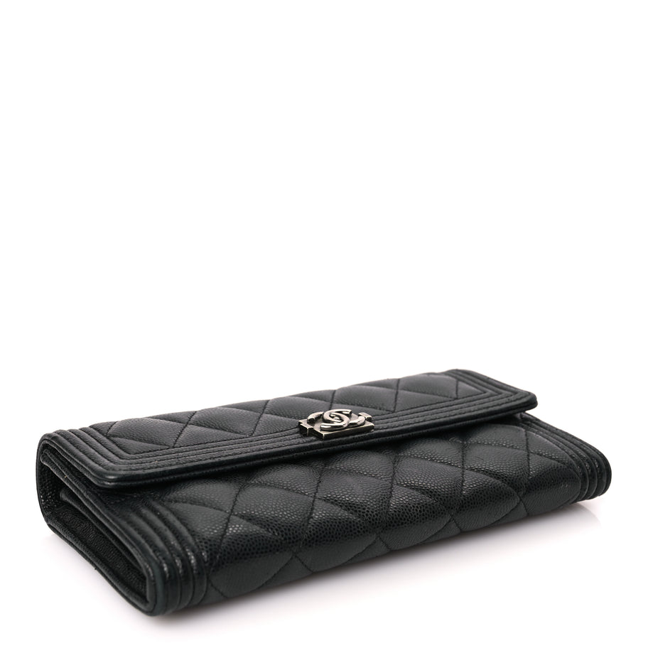 Chanel Caviar Quilted Long Boy Flap Wallet Black Image 4