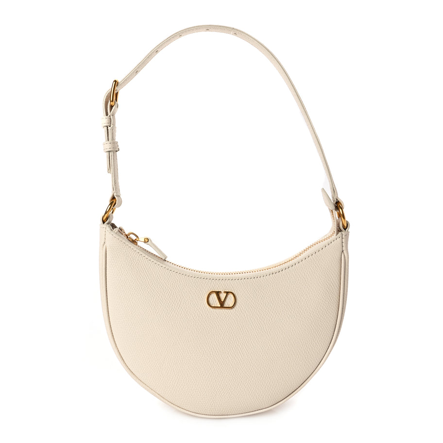 Valentino Grainy Calfskin Mini Vlogo Signature Hobo Bag Light Ivory Image 1
