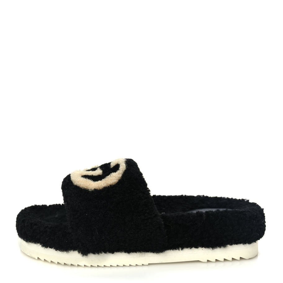 Gucci Merino Interlocking G Slide Sandals 38 Butterscotch Black Image 1