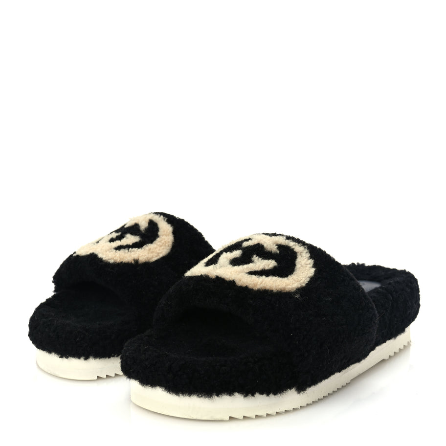 Gucci Merino Interlocking G Slide Sandals 38 Butterscotch Black Image 4