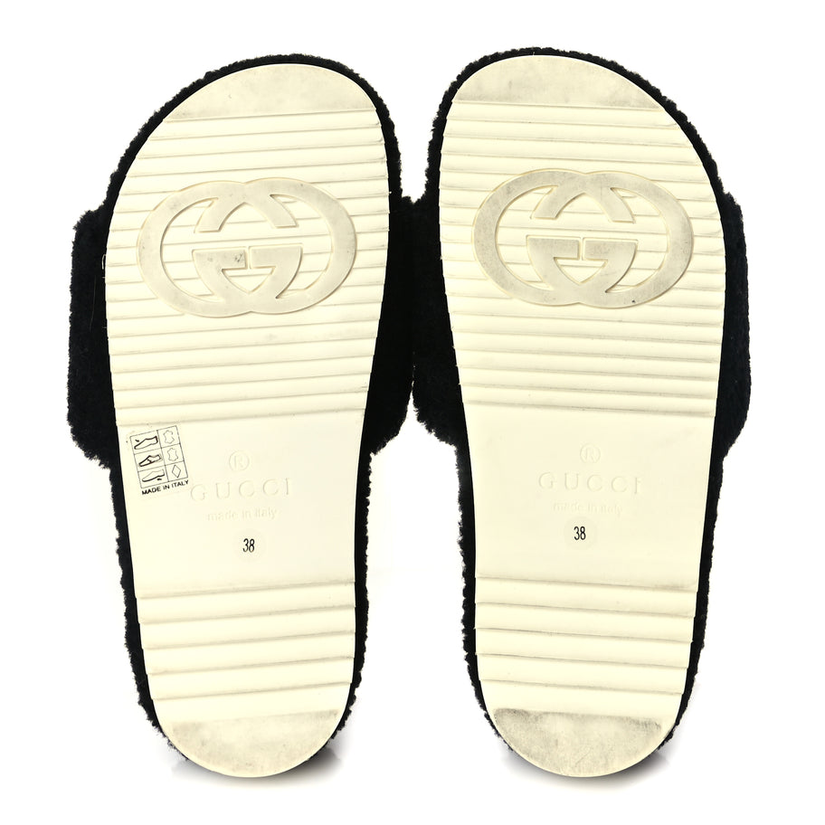 Gucci Merino Interlocking G Slide Sandals 38 Butterscotch Black Image 6