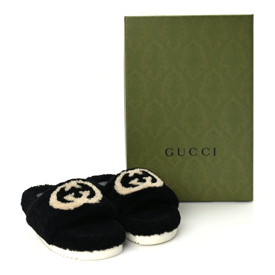 Gucci Merino Interlocking G Slide Sandals 38 Butterscotch Black Image 9