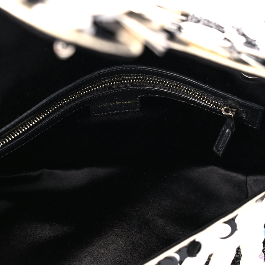Gucci Satin Sequin Beaded Zebra Small GG Marmont Shoulder Bag  Black White Image 4