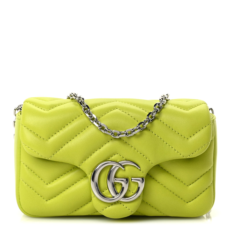  Gucci Lambskin Matelasse Mini GG Marmont Shoulder Bag  Firefly