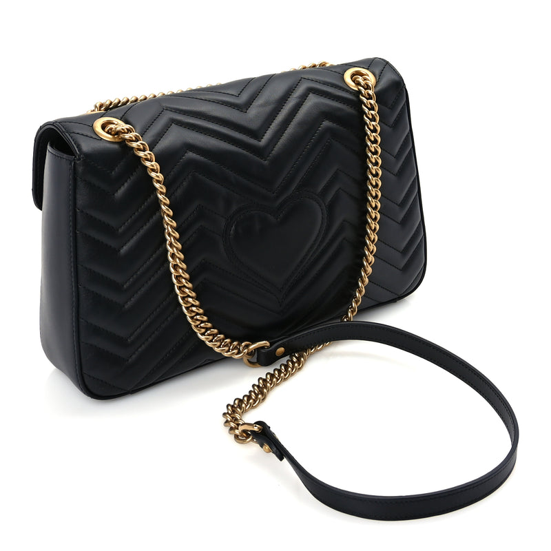  Gucci Calfskin Matelasse Animal Studs Medium GG Marmont Shoulder Bag  Black