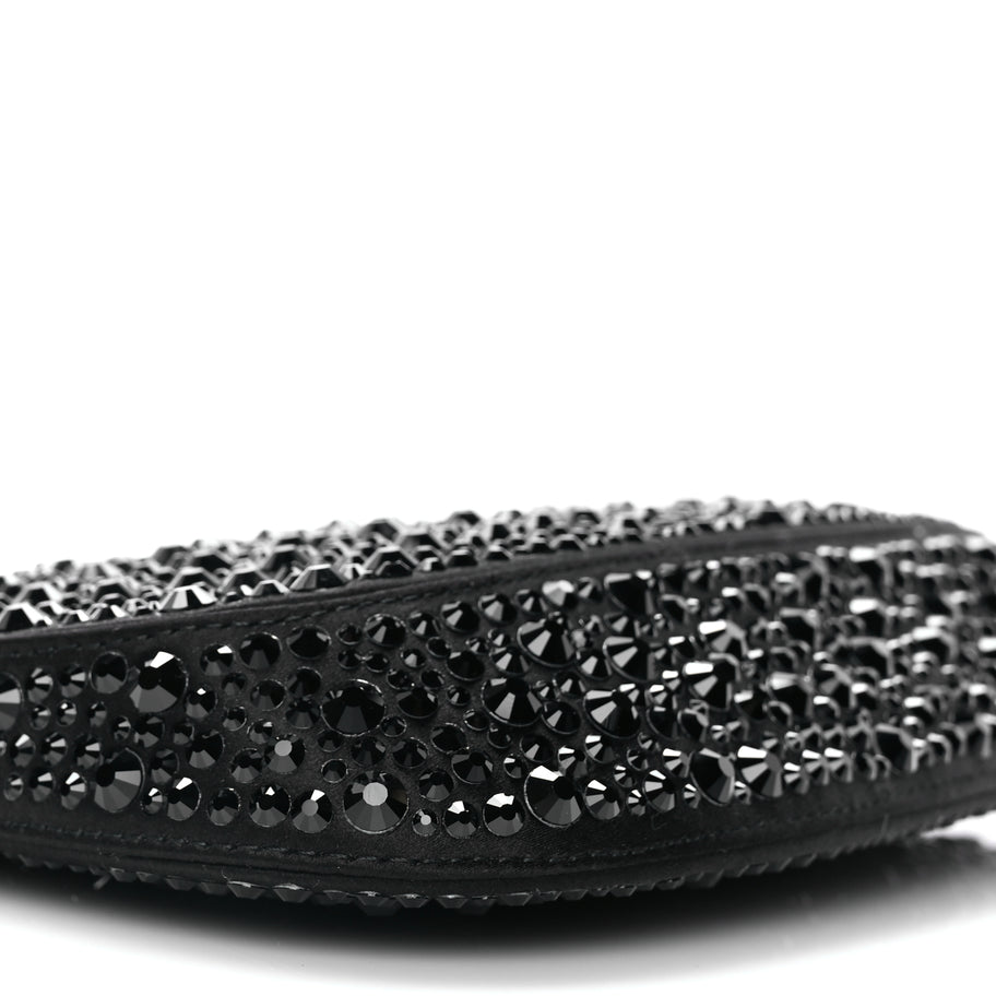 Prada Satin Crystal Cleo Adjustable Strap Shoulder Bag Black Image 7