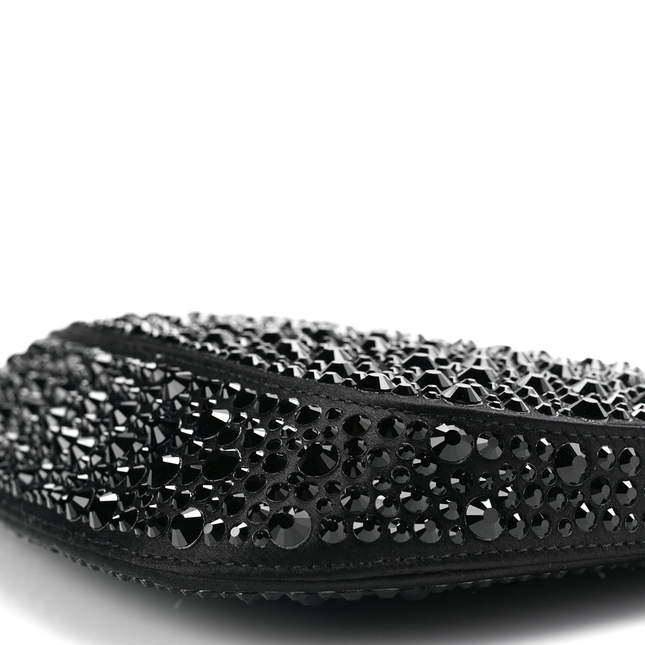 Prada Satin Crystal Cleo Adjustable Strap Shoulder Bag Black Image 8