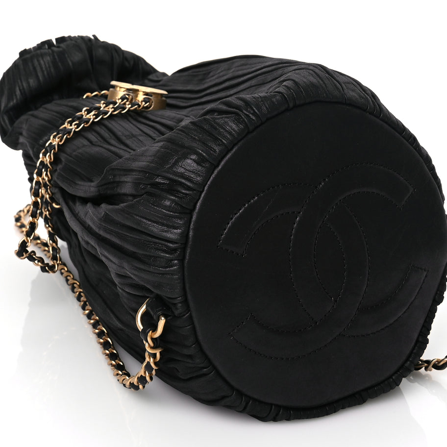 Chanel Iridescent Crumpled Calfskin Small Coco Pleats Backpack Black Image 8