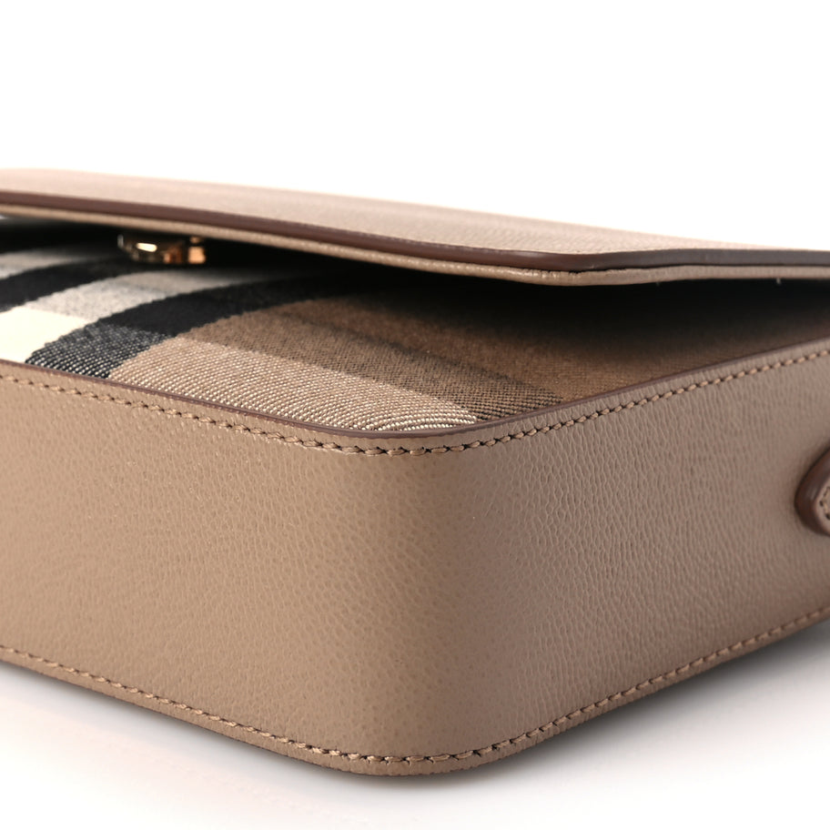 Burberry Grained Calfskin House Check Tartan Mix New Hampshire Chestnut Beige Image 8