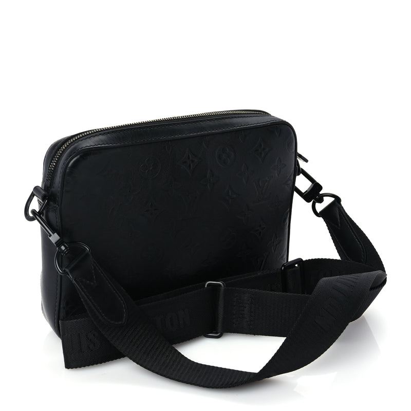  Louis Vuitton Calfskin Monogram Shadow Duo Messenger Black Black
