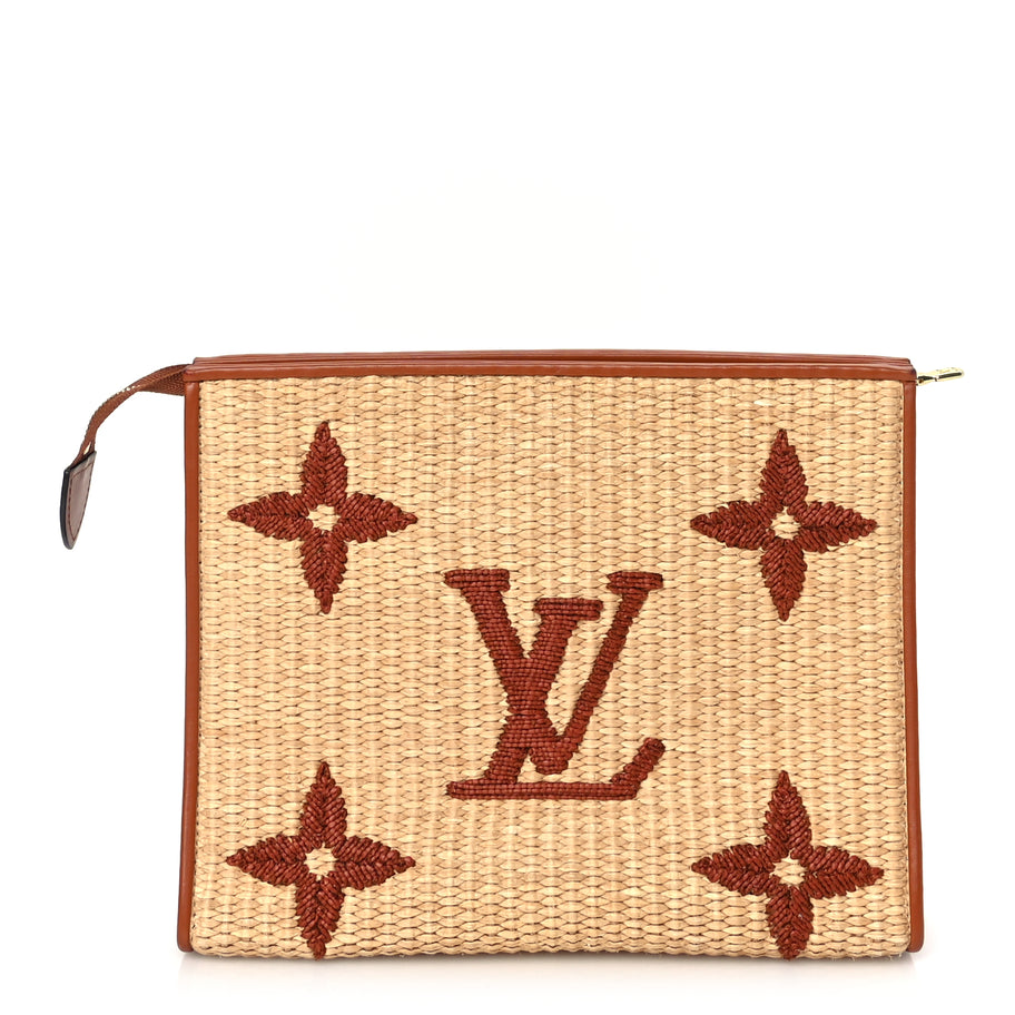 Louis Vuitton Raffia Monogram Giant Toiletry Pouch 26 Tan Image 1