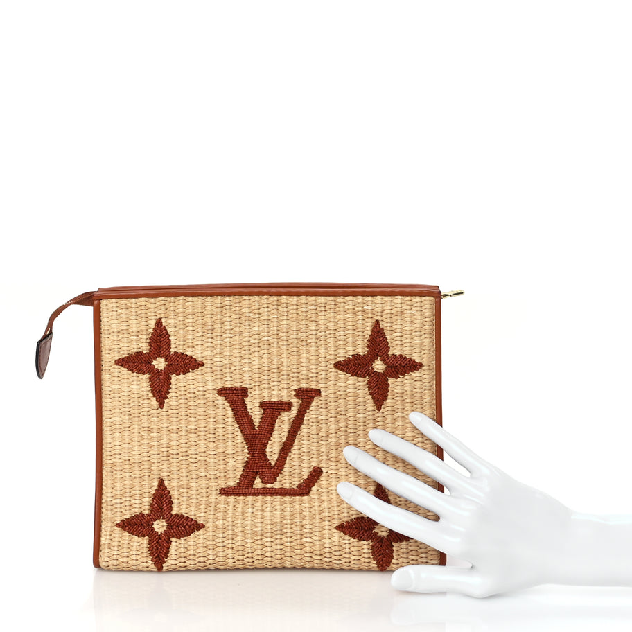Louis Vuitton Raffia Monogram Giant Toiletry Pouch 26 Tan Image 2