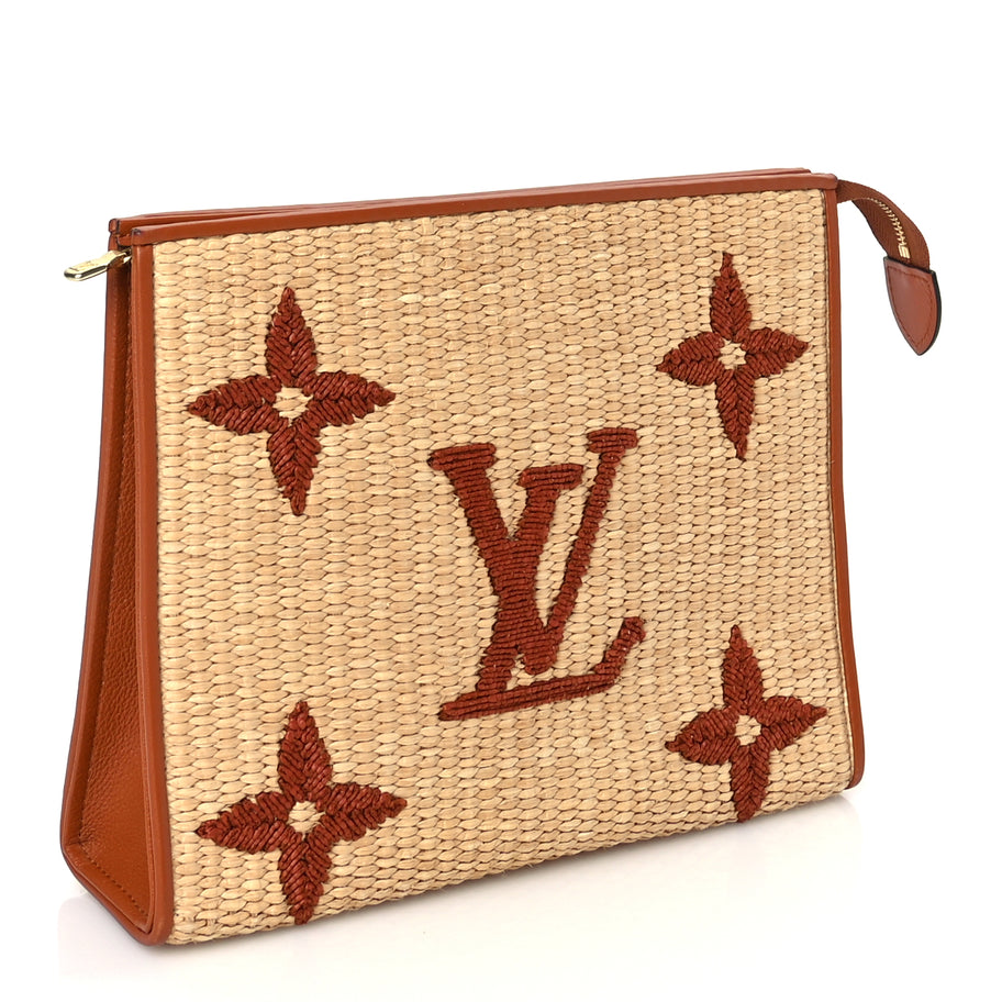 Louis Vuitton Raffia Monogram Giant Toiletry Pouch 26 Tan Image 3