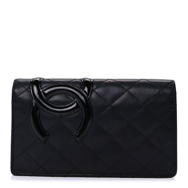  Chanel Calfskin Quilted Cambon Yen Wallet Black
