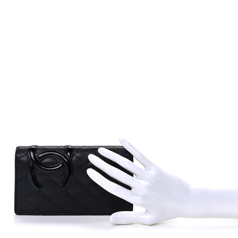  Chanel Calfskin Quilted Cambon Yen Wallet Black