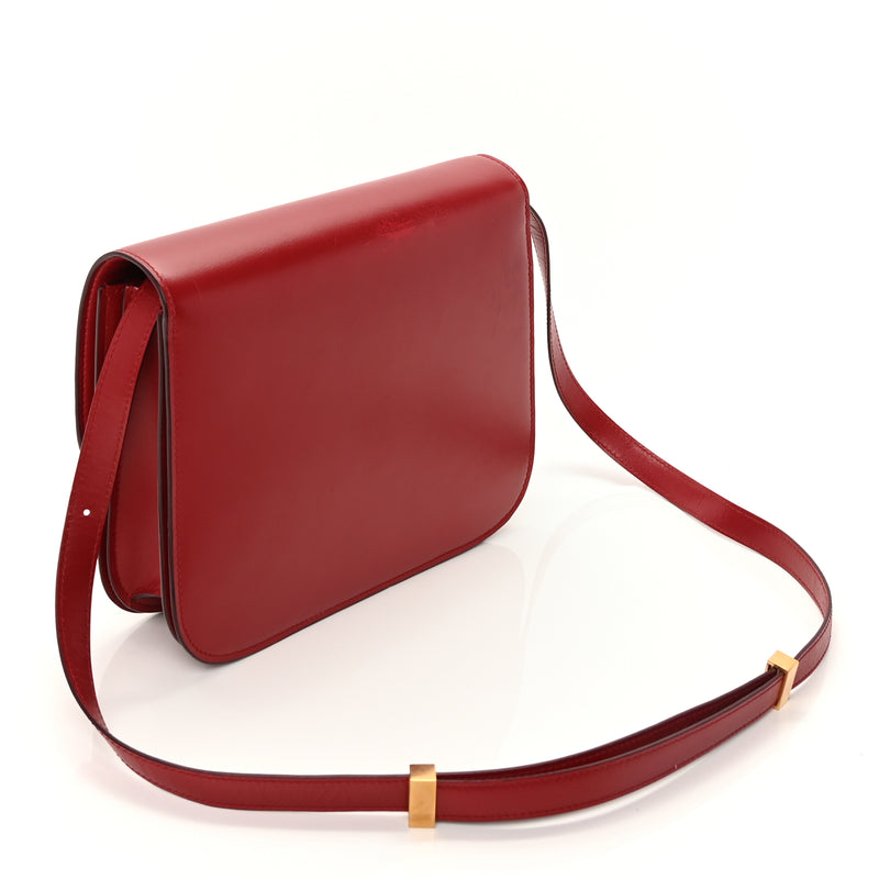  Celine Box Calfskin Medium Classic Box Flap Bag Red