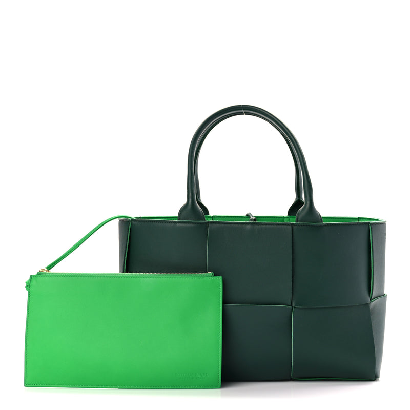  Bottega Veneta Calfskin Maxi Intrecciato Small Arco Tote Raintree