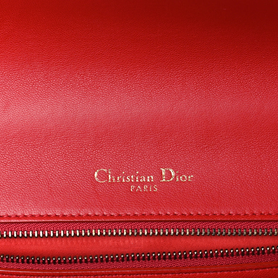 Christian Dior Calfskin Studded Medium Diorama Flap Bag Red Red Image 4