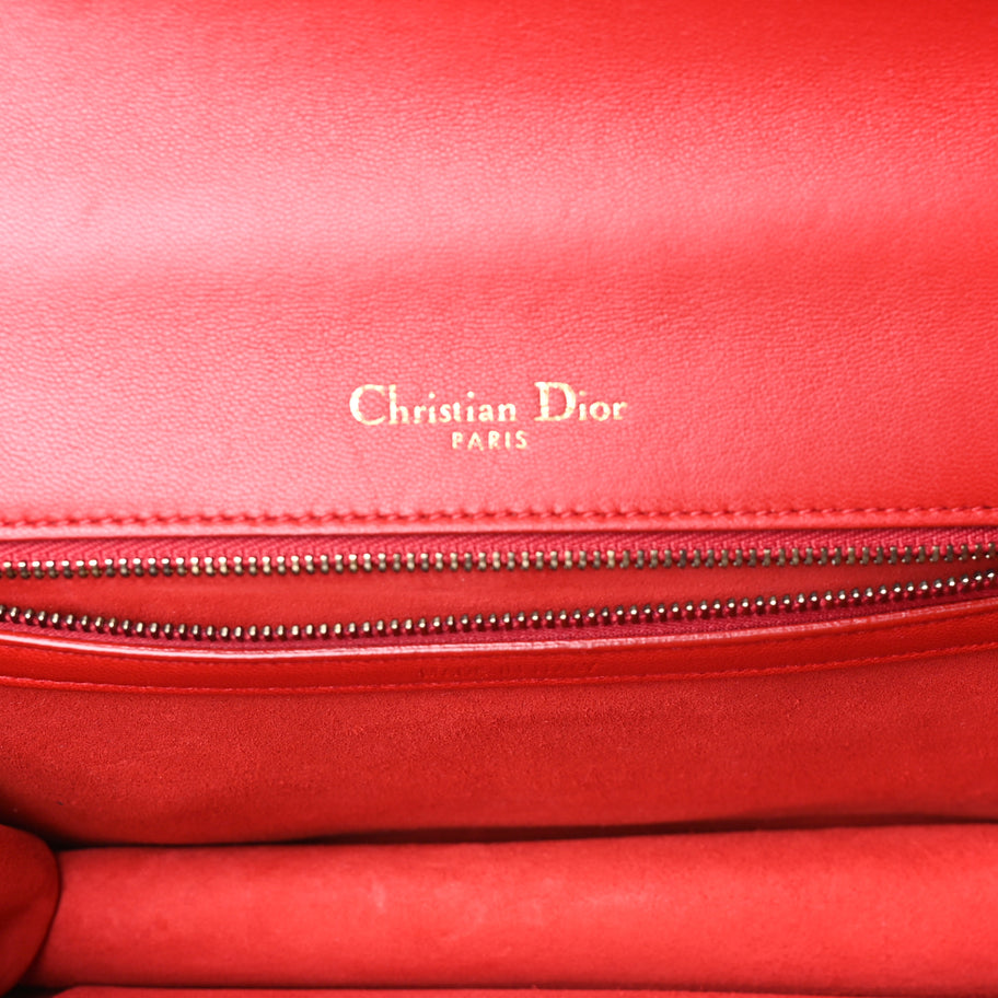 Christian Dior Calfskin Studded Medium Diorama Flap Bag Red Red Image 5
