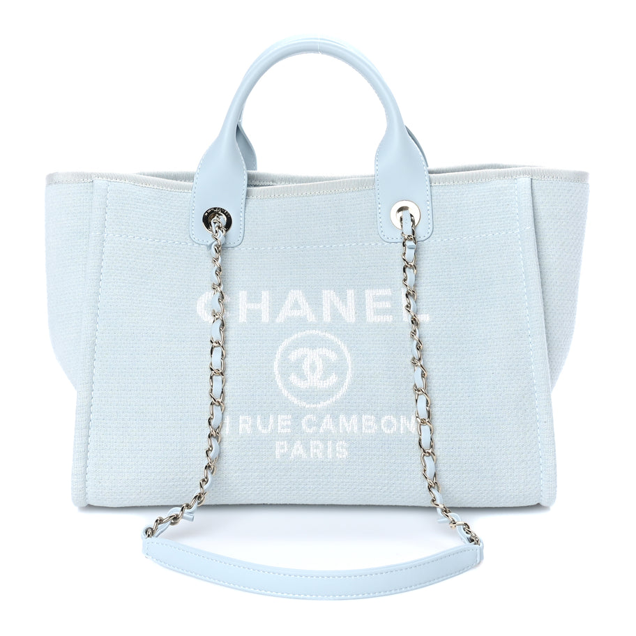 Chanel Mixed Fibers Small Deauville Tote Light Blue Image 1