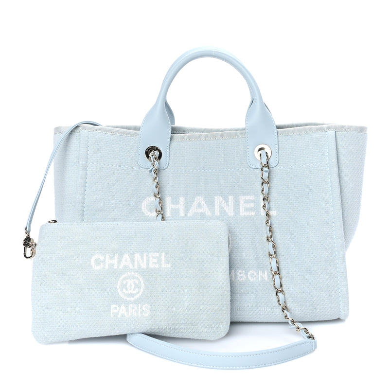  Chanel Mixed Fibers Small Deauville Tote Light Blue