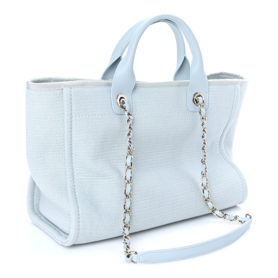 Chanel Mixed Fibers Small Deauville Tote Light Blue Image 3