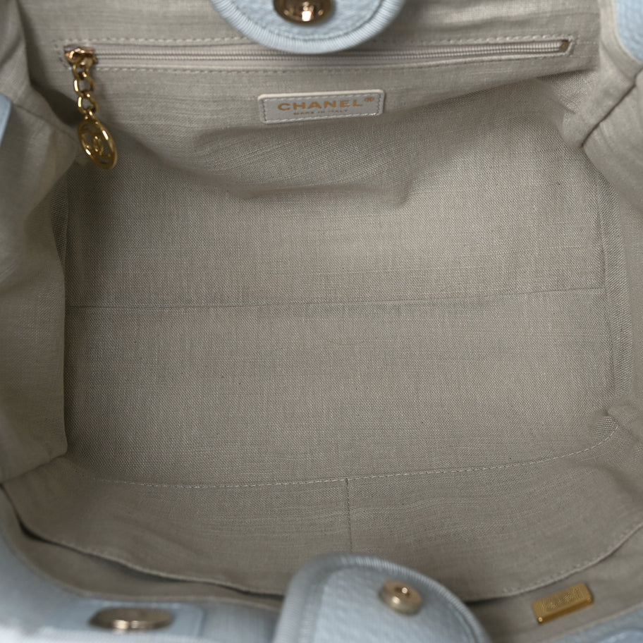 Chanel Mixed Fibers Small Deauville Tote Light Blue Image 5