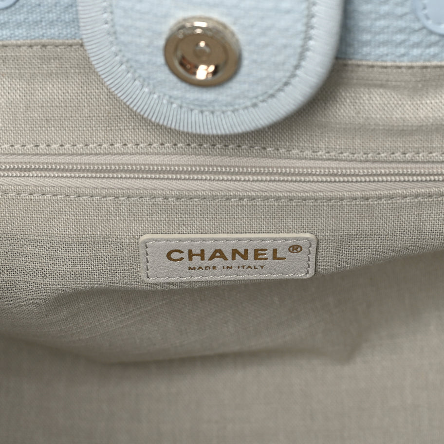 Chanel Mixed Fibers Small Deauville Tote Light Blue Image 6