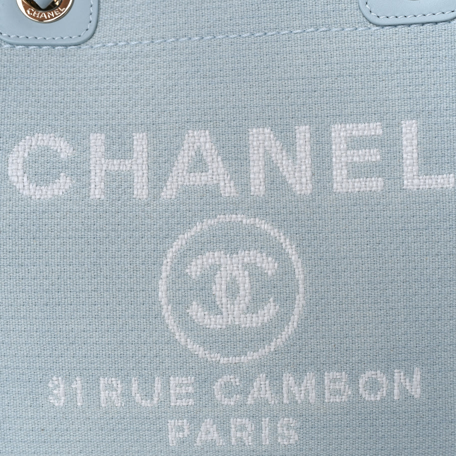 Chanel Mixed Fibers Small Deauville Tote Light Blue Image 8