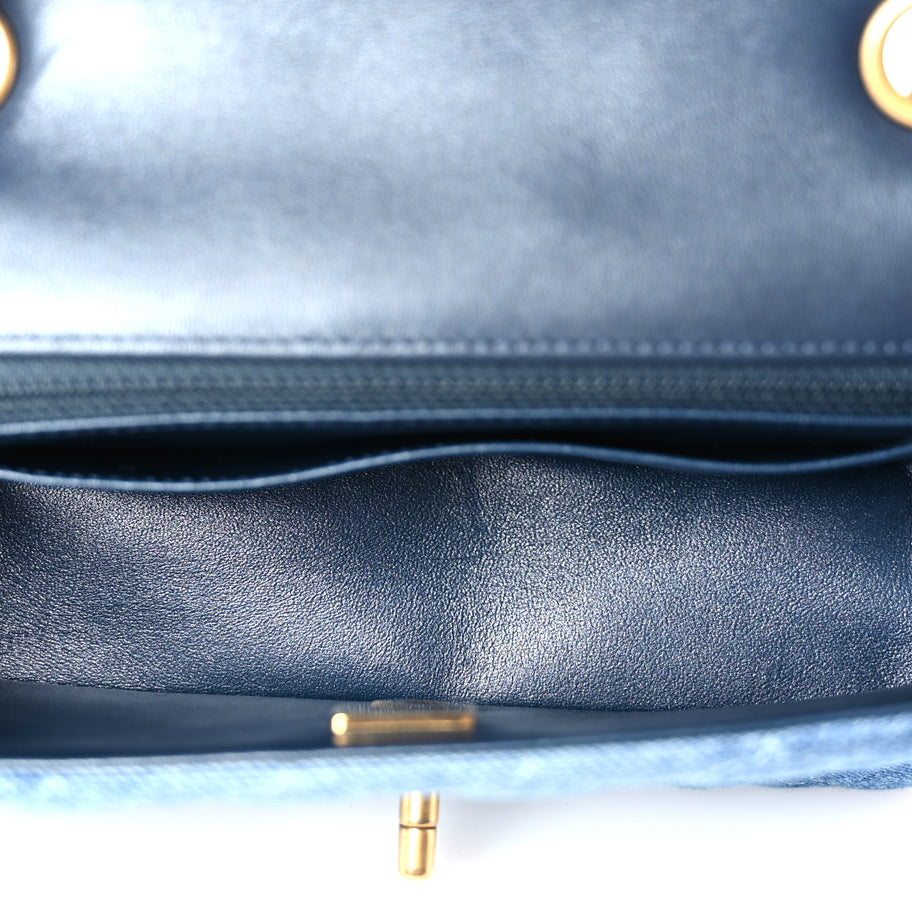 Chanel Washed Denim Quilted Mini Rectangular Flap Blue Image 4