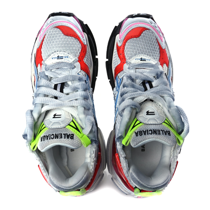  Balenciaga Mesh Rubber Womens Runner Sneakers 35 White Red Blue Pink