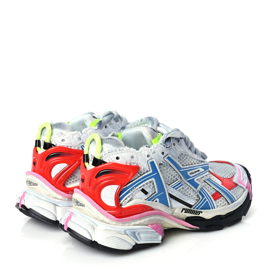 Balenciaga Mesh Rubber Womens Runner Sneakers 35 White Red Blue Pink Image 5