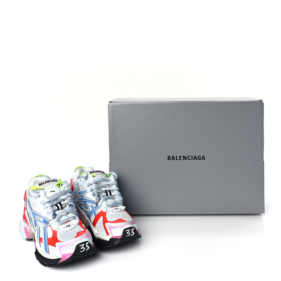 Balenciaga Mesh Rubber Womens Runner Sneakers 35 White Red Blue Pink Image 8