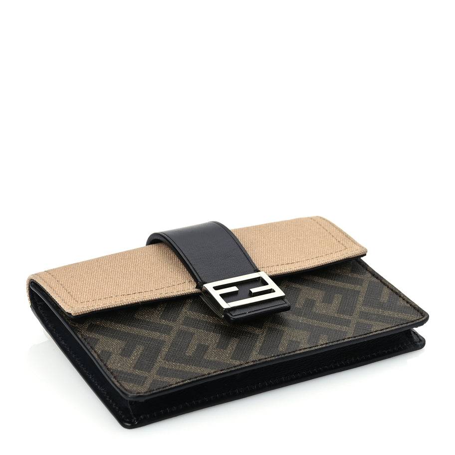 Fendi Glazed Fabric Cotton Vitello King Aura FF 1974 Baguette Belt Pouch Tobacco Moro Sand Black Image 3
